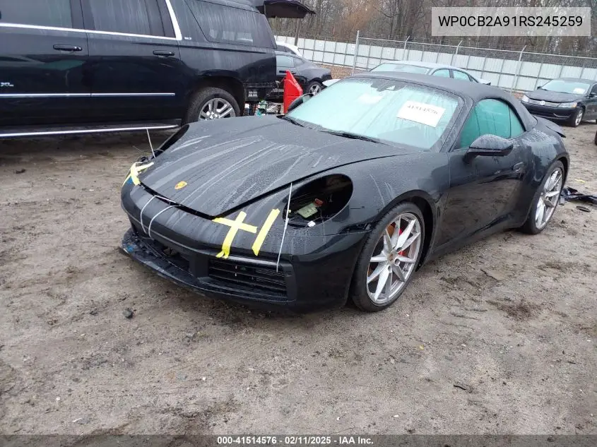 2024 Porsche 911 Carrera 4 /Carrera 4 Gts /Carrera 4S/Carrera Gts /Carrera S VIN: WP0CB2A91RS245259 Lot: 41514576
