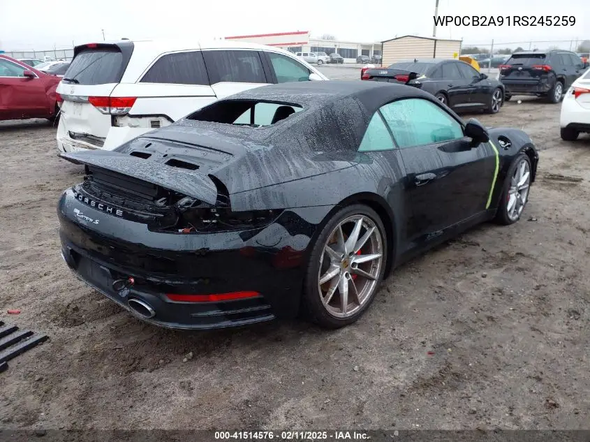 2024 Porsche 911 Carrera 4 /Carrera 4 Gts /Carrera 4S/Carrera Gts /Carrera S VIN: WP0CB2A91RS245259 Lot: 41514576