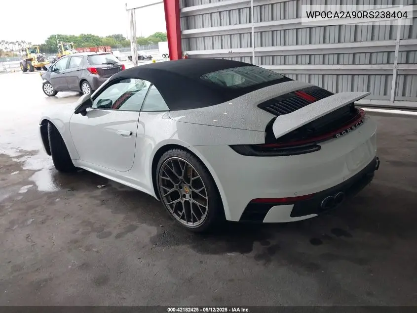 2024 Porsche 911 Carrera VIN: WP0CA2A90RS238404 Lot: 42182425
