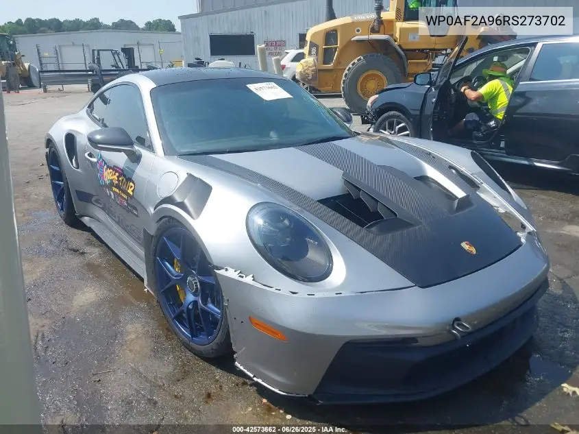 2024 Porsche 911 Gt3 Rs/S/T VIN: WP0AF2A96RS273702 Lot: 42573662