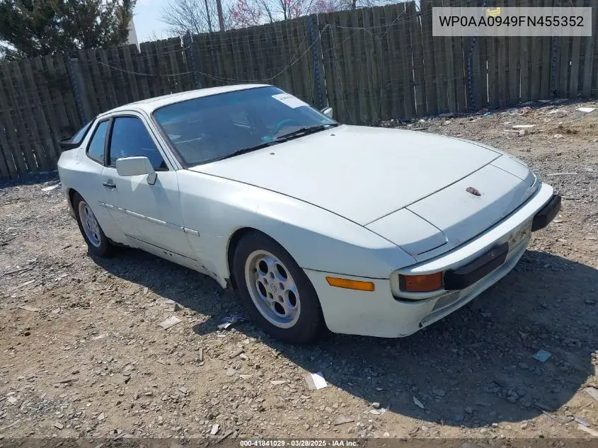 1985 Porsche 944 VIN: WP0AA0949FN455352 Lot: 41841029