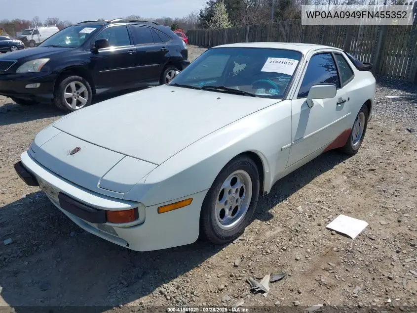 1985 Porsche 944 VIN: WP0AA0949FN455352 Lot: 41841029