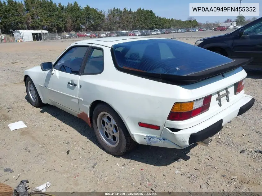 1985 Porsche 944 VIN: WP0AA0949FN455352 Lot: 41841029