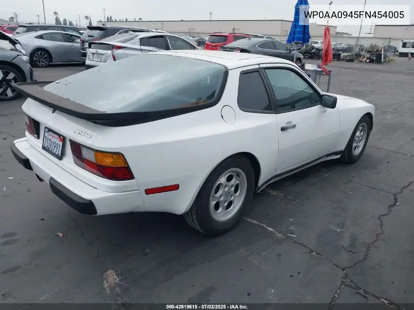 1985 Porsche 944 VIN: WP0AA0945FN454005 Lot: 42619615