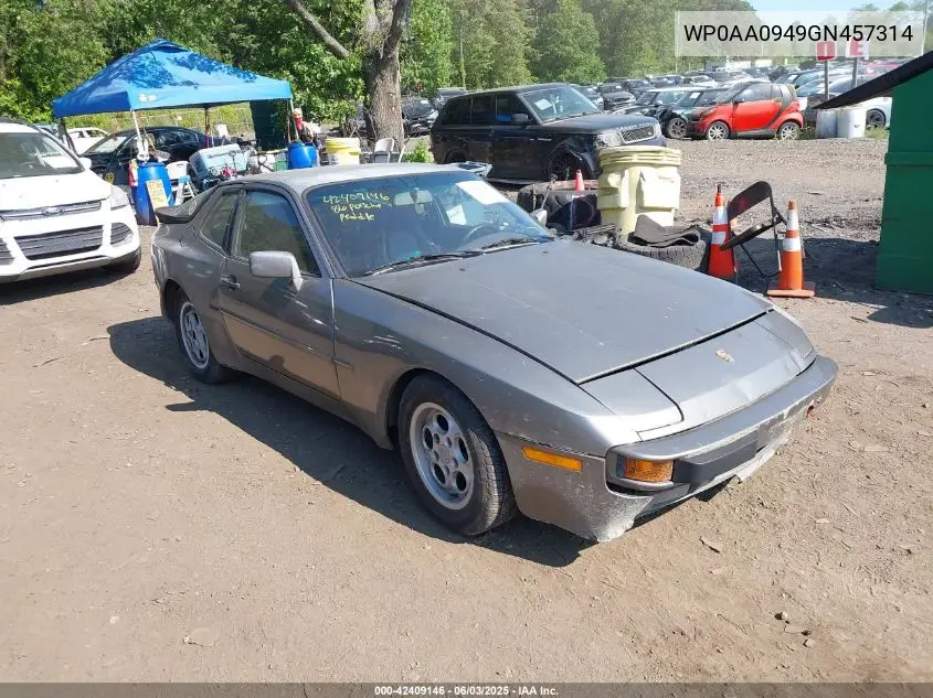 1986 Porsche 944 VIN: WP0AA0949GN457314 Lot: 42409146