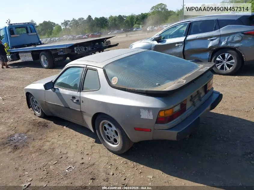 1986 Porsche 944 VIN: WP0AA0949GN457314 Lot: 42409146