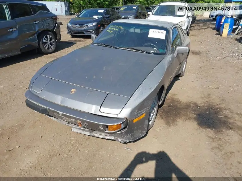1986 Porsche 944 VIN: WP0AA0949GN457314 Lot: 42409146