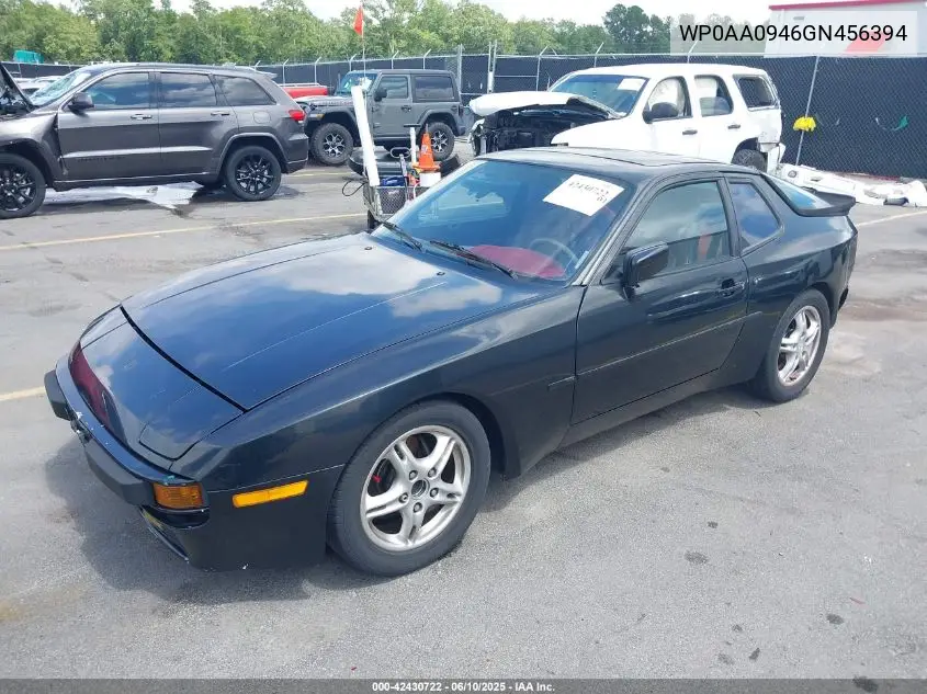 1986 Porsche 944 VIN: WP0AA0946GN456394 Lot: 42430722
