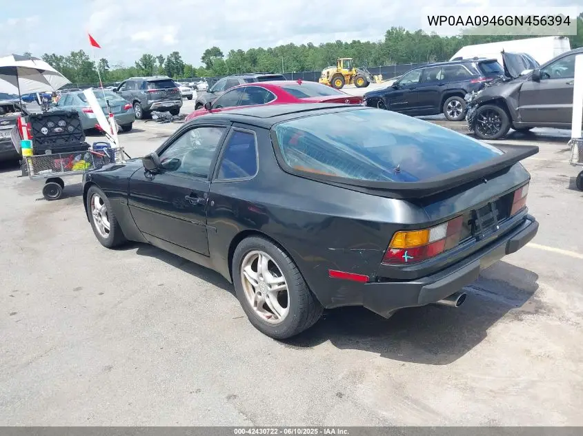 1986 Porsche 944 VIN: WP0AA0946GN456394 Lot: 42430722