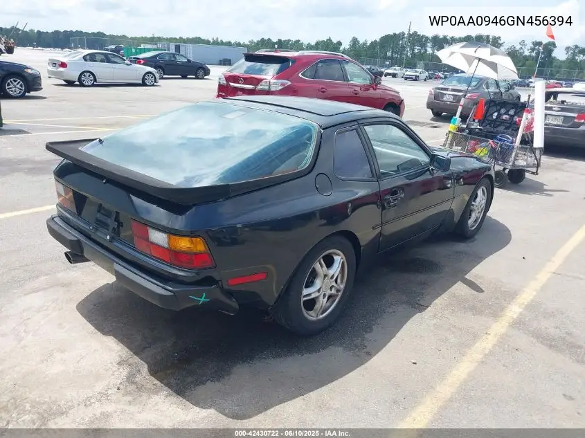 1986 Porsche 944 VIN: WP0AA0946GN456394 Lot: 42430722