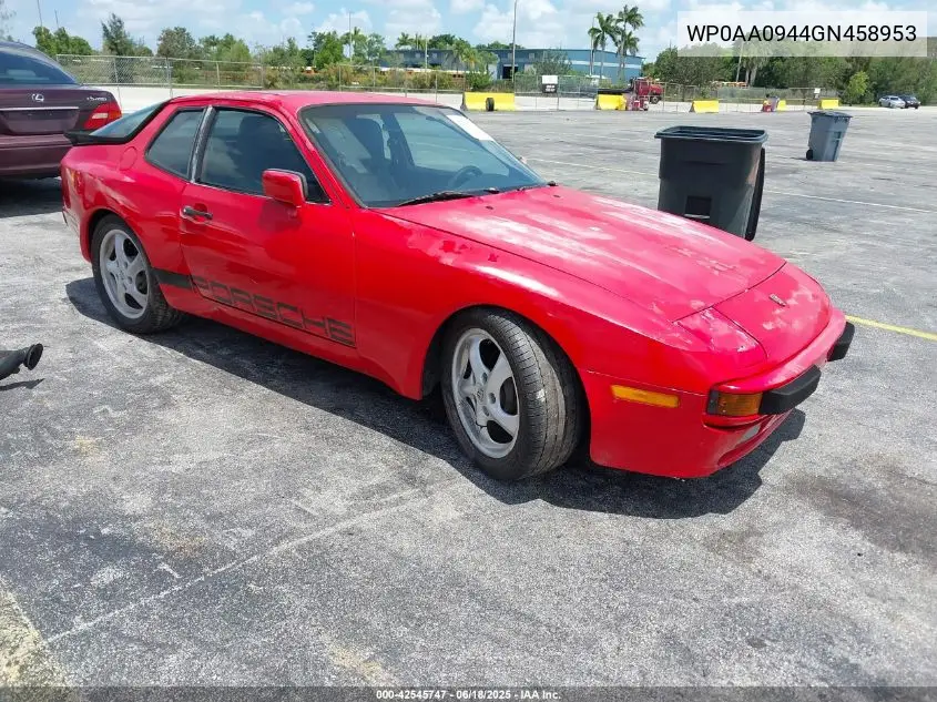 1986 Porsche 944 VIN: WP0AA0944GN458953 Lot: 42545747