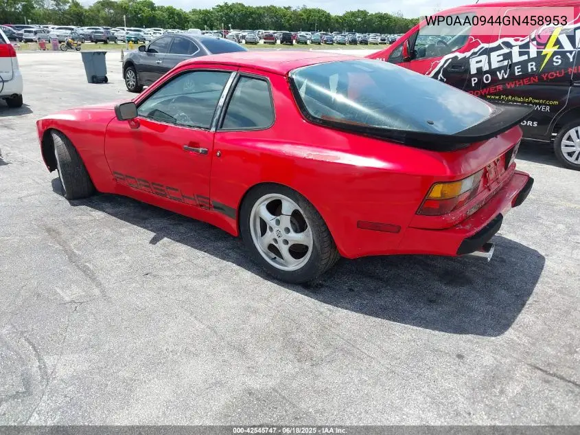 1986 Porsche 944 VIN: WP0AA0944GN458953 Lot: 42545747