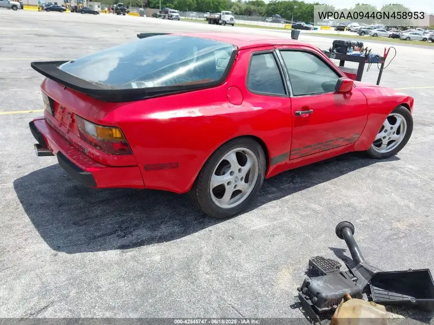 1986 Porsche 944 VIN: WP0AA0944GN458953 Lot: 42545747