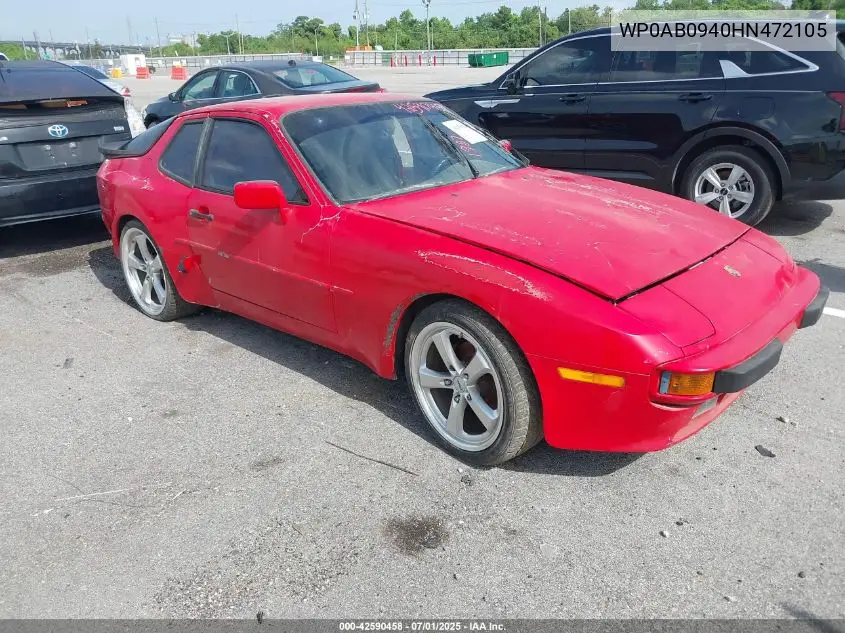 wp0ab0940hn472105 WP0AB0940HN472105 1987 Porsche 944
