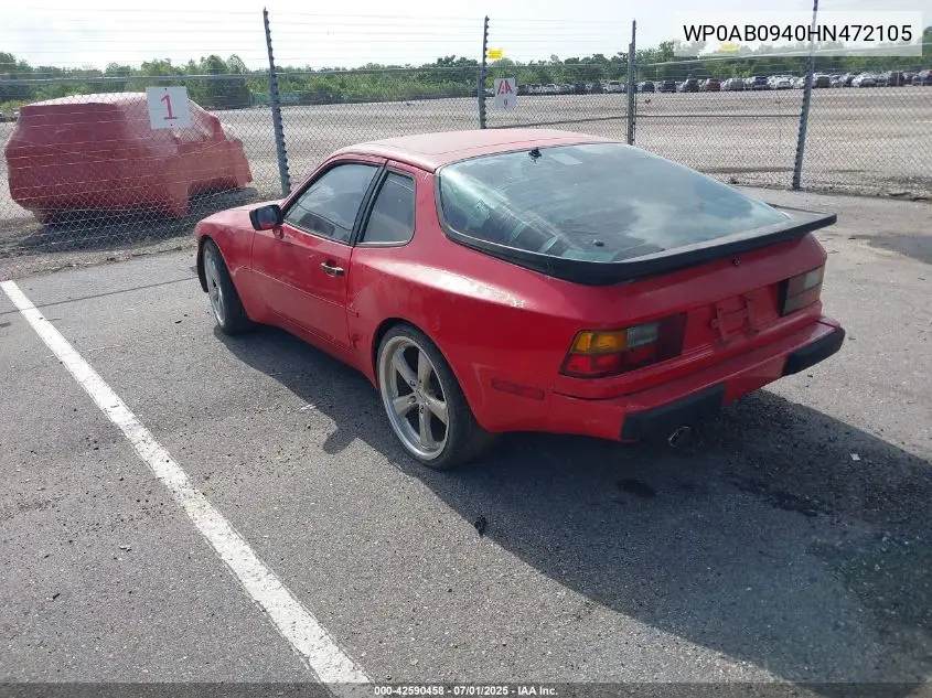 wp0ab0940hn472105 WP0AB0940HN472105 1987 Porsche 944