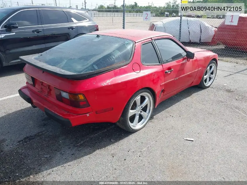 wp0ab0940hn472105 WP0AB0940HN472105 1987 Porsche 944