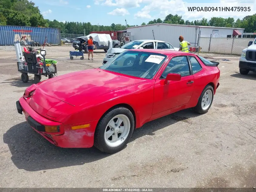 1987 Porsche 944 VIN: WP0AB0941HN475935 Lot: 42636047