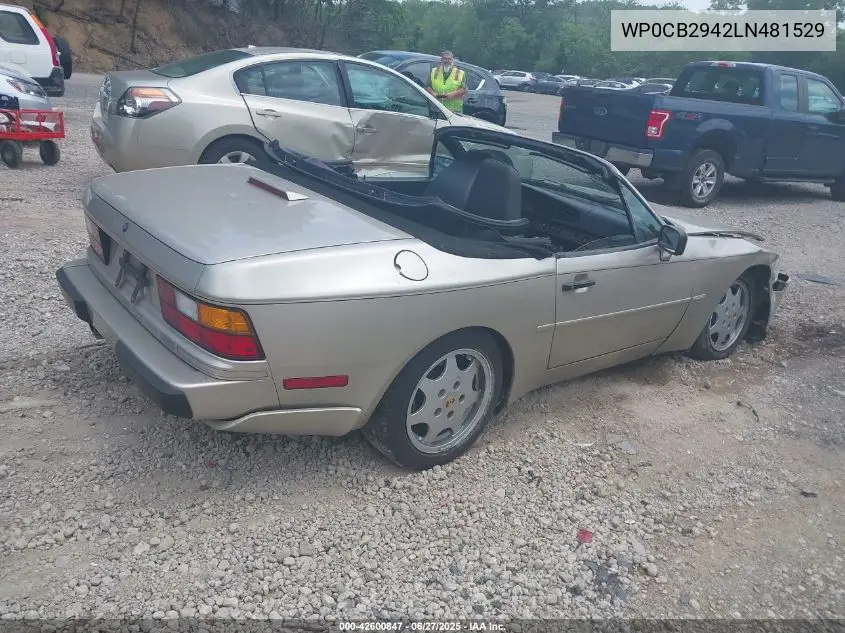 1990 Porsche 944 S VIN: WP0CB2942LN481529 Lot: 42600847