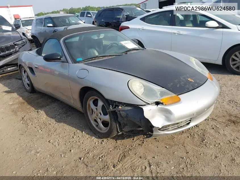 1998 Porsche Boxster VIN: WP0CA2986WU624580 Lot: 42032174