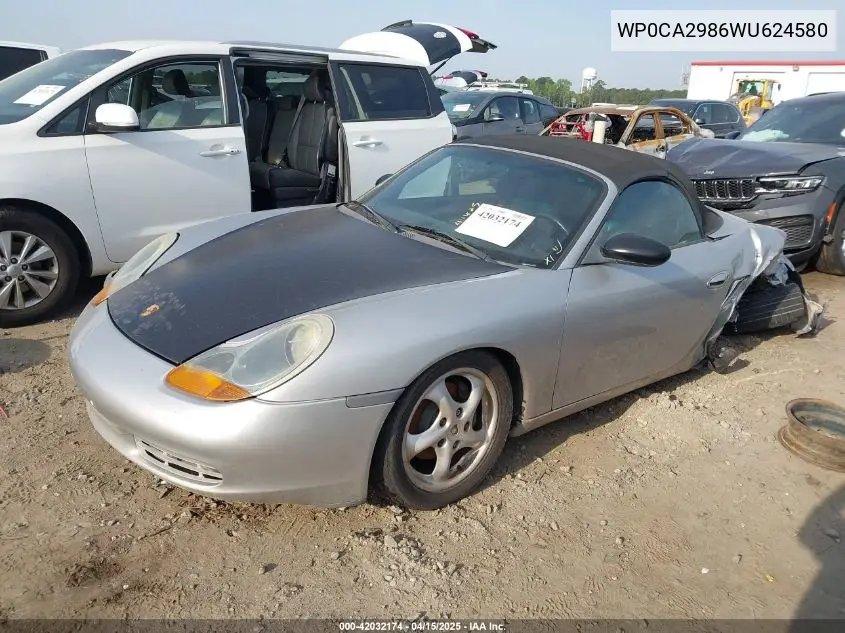 1998 Porsche Boxster VIN: WP0CA2986WU624580 Lot: 42032174