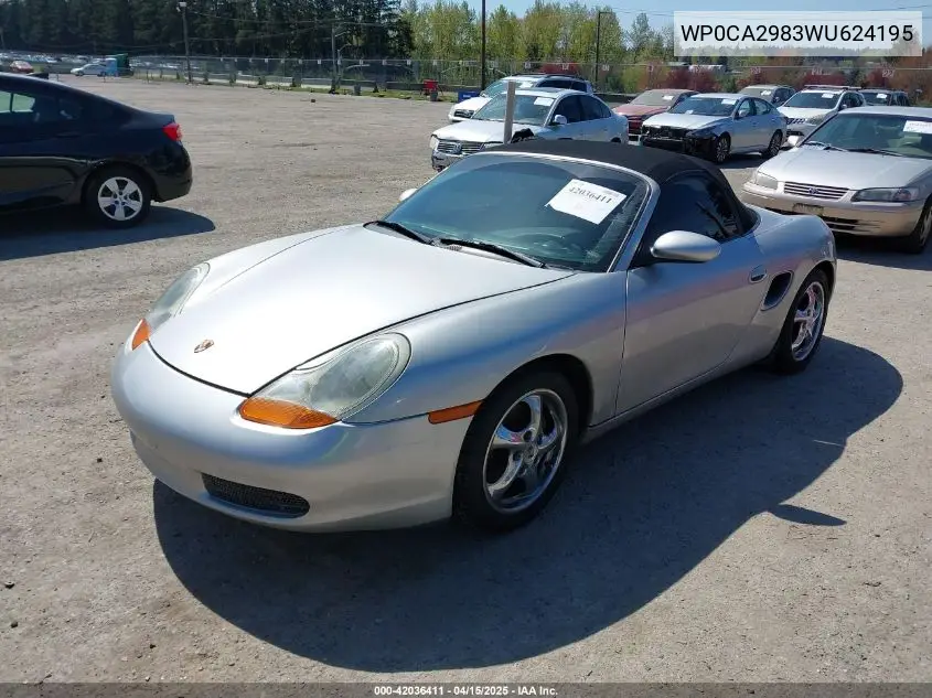 1998 Porsche Boxster VIN: WP0CA2983WU624195 Lot: 42036411