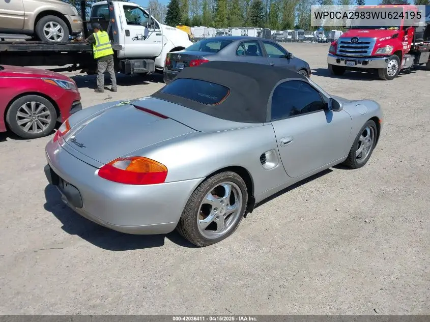 1998 Porsche Boxster VIN: WP0CA2983WU624195 Lot: 42036411