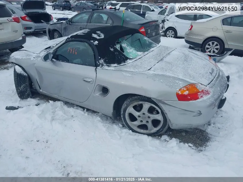 2000 Porsche Boxster VIN: WP0CA2984YU621650 Lot: 41381416