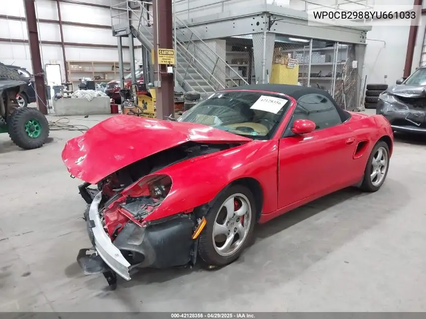 2000 Porsche Boxster S VIN: WP0CB2988YU661033 Lot: 42128356