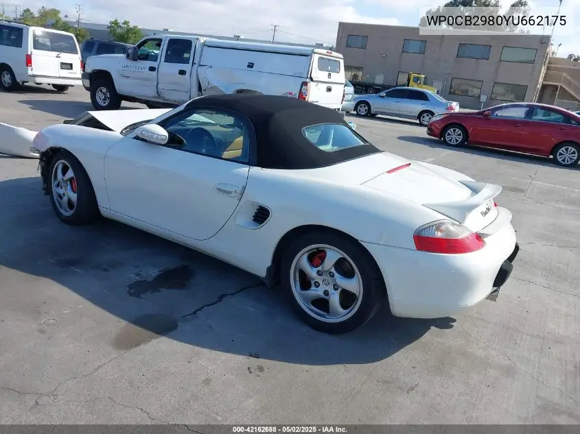 2000 Porsche Boxster S VIN: WP0CB2980YU662175 Lot: 42162688