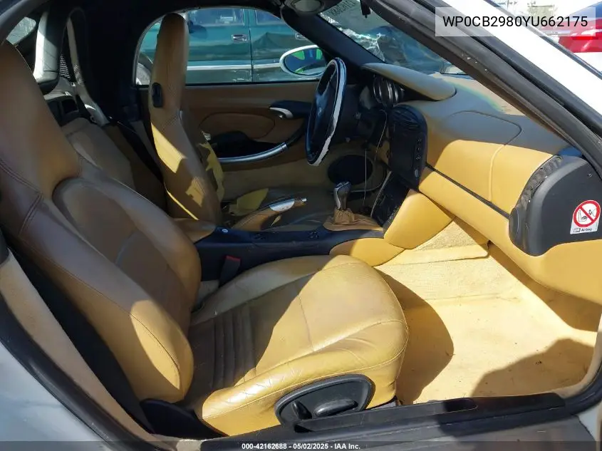 2000 Porsche Boxster S VIN: WP0CB2980YU662175 Lot: 42162688