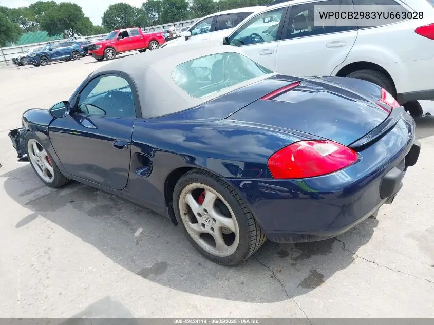 2000 Porsche Boxster S VIN: WP0CB2983YU663028 Lot: 42424114