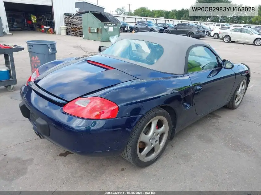2000 Porsche Boxster S VIN: WP0CB2983YU663028 Lot: 42424114