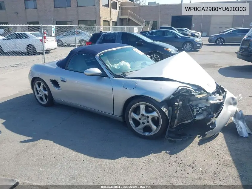 2000 Porsche Boxster VIN: WP0CA2980YU620303 Lot: 42433034
