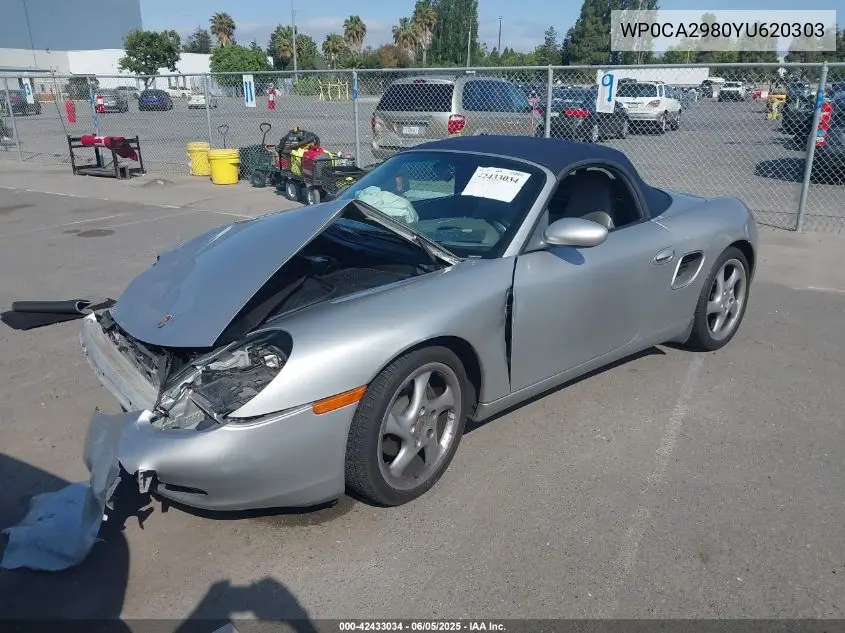 2000 Porsche Boxster VIN: WP0CA2980YU620303 Lot: 42433034