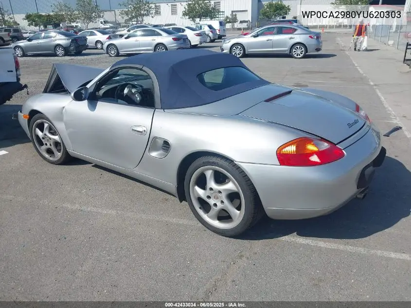 2000 Porsche Boxster VIN: WP0CA2980YU620303 Lot: 42433034