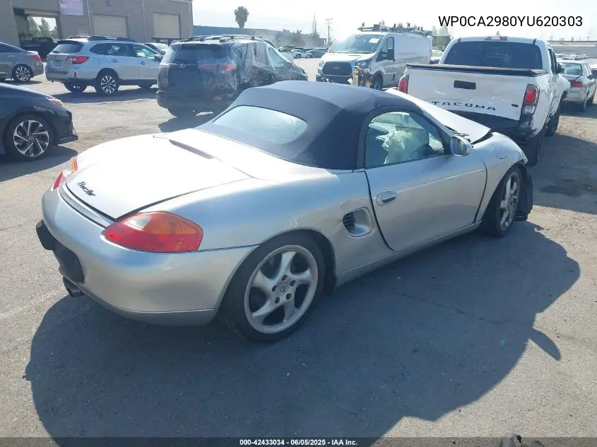 2000 Porsche Boxster VIN: WP0CA2980YU620303 Lot: 42433034