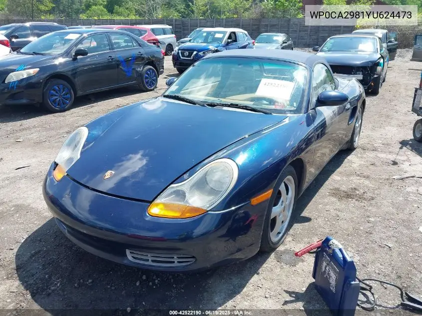 2000 Porsche Boxster Base (M5) VIN: WP0CA2981YU624473 Lot: 42522190