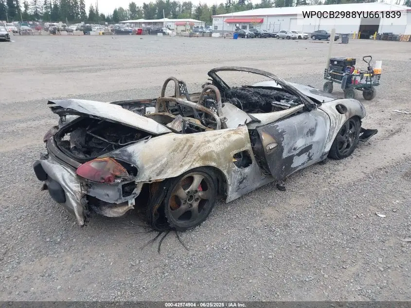2000 Porsche Boxster S VIN: WP0CB2988YU661839 Lot: 42574904