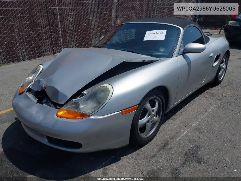 2000 Porsche Boxster VIN: WP0CA2986YU625005 Lot: 42643093