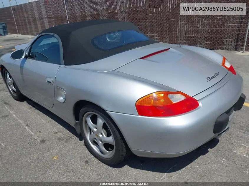 2000 Porsche Boxster VIN: WP0CA2986YU625005 Lot: 42643093