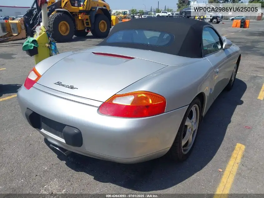 2000 Porsche Boxster VIN: WP0CA2986YU625005 Lot: 42643093