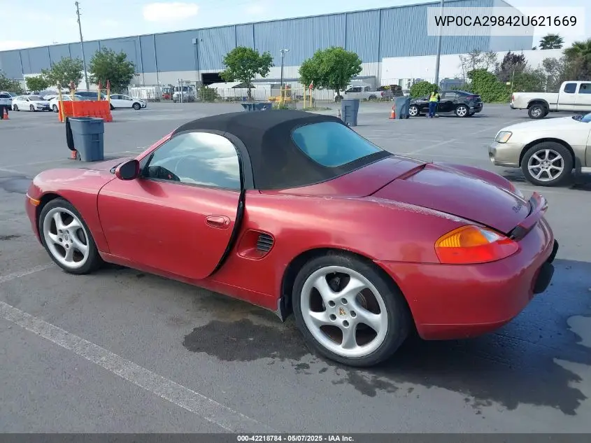 2002 Porsche Boxster VIN: WP0CA29842U621669 Lot: 42218784