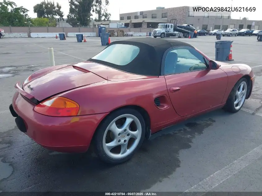 2002 Porsche Boxster VIN: WP0CA29842U621669 Lot: 42218784