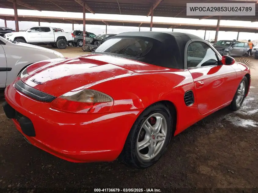 2003 Porsche Boxster VIN: WP0CA29853U624789 Lot: 41736679