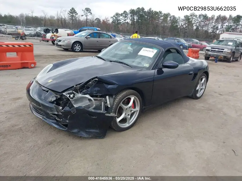 2003 Porsche Boxster S VIN: WP0CB29853U662035 Lot: 41845536
