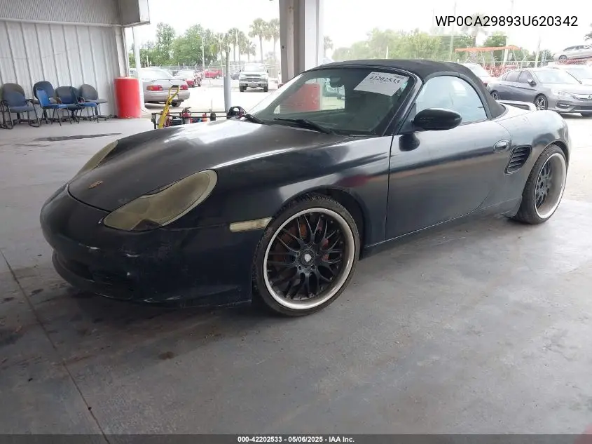 2003 Porsche Boxster VIN: WP0CA29893U620342 Lot: 42202533