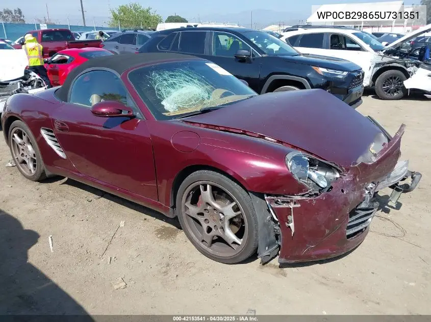 2005 Porsche Boxster S VIN: WP0CB29865U731351 Lot: 42153541