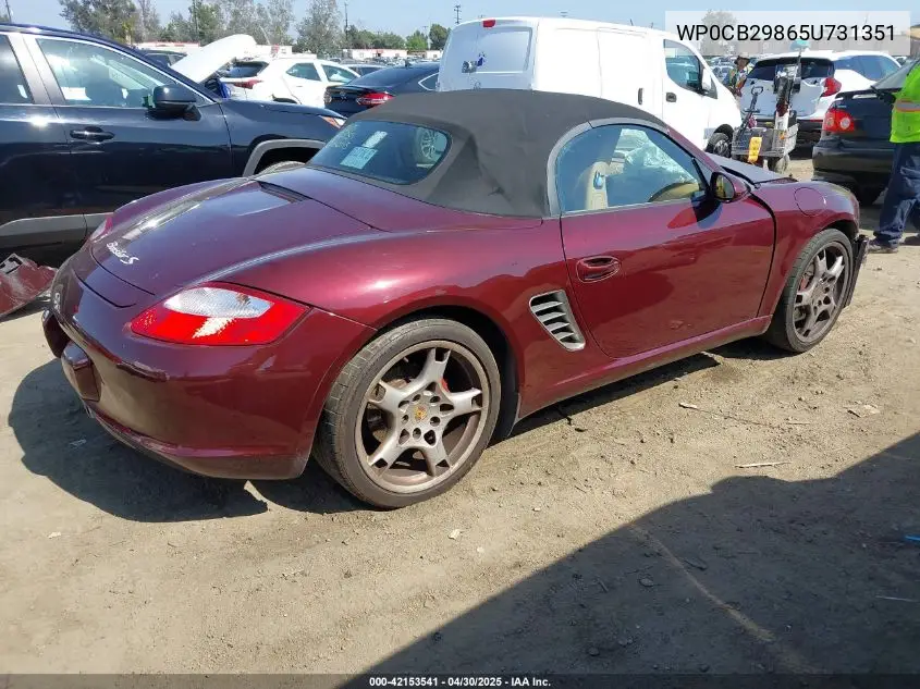 2005 Porsche Boxster S VIN: WP0CB29865U731351 Lot: 42153541