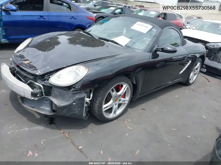 2005 Porsche Boxster S VIN: WP0CB298X5S730568 Lot: 42421107