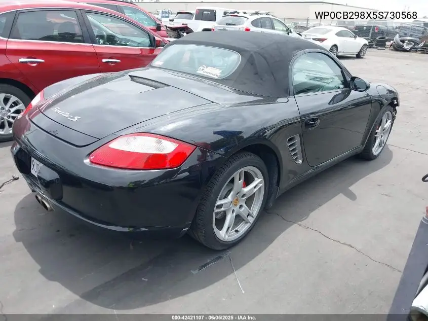 2005 Porsche Boxster S VIN: WP0CB298X5S730568 Lot: 42421107